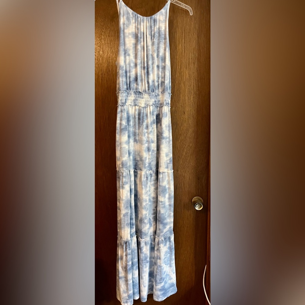 Cato Maxi Sundress Blue White Tie Dye Spaghetti Straps Gently Used